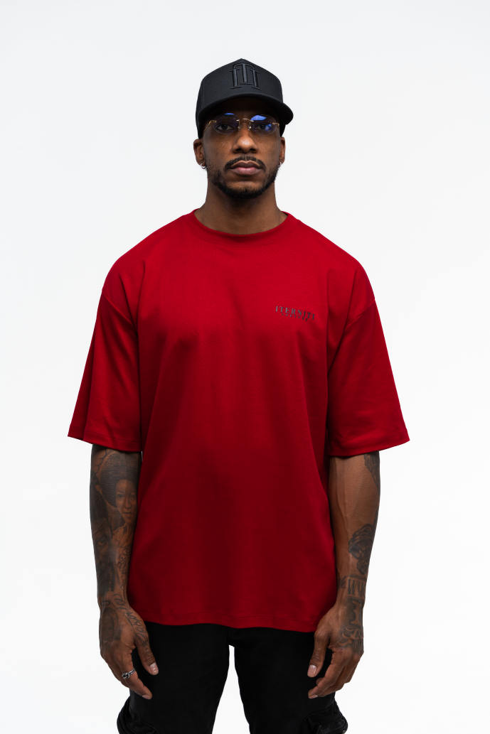 Camiseta básica roja para hombre/mujer de algodón, diseño minimalista y ajuste cómodo.