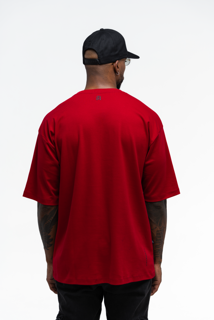 Camiseta básica roja para hombre/mujer de algodón, diseño minimalista y ajuste cómodo.